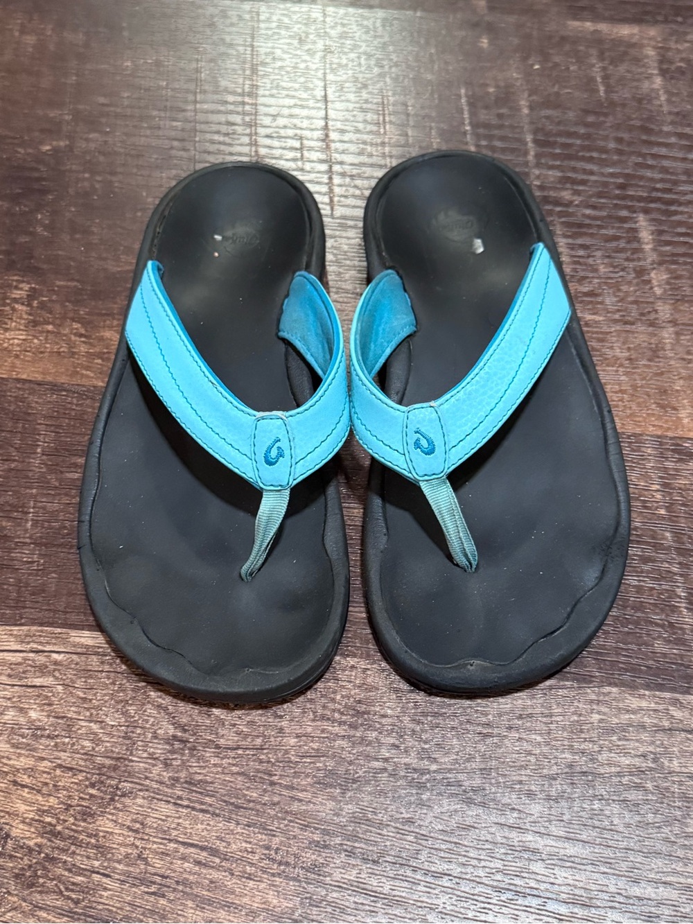 Olukai Ohana Flip Flop Sandals Turquoise Onyx 7 - Picture 2 of 4
